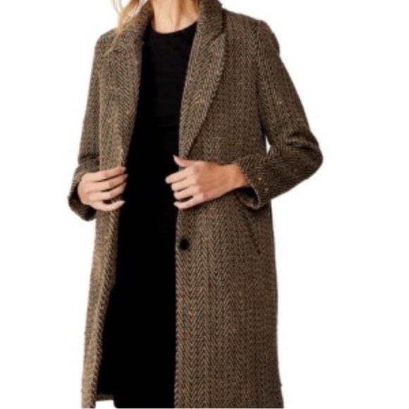 Cotton On The Coat Natural Herringbone Weave Wool Blend Lined Women’s Sz 8 NWOT - Picture 2 of 10